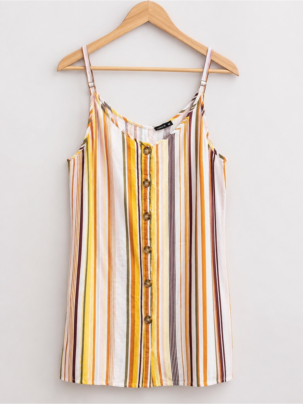 Cotton On Striped Button-Front dress, tunic in Yellow, White & Brown